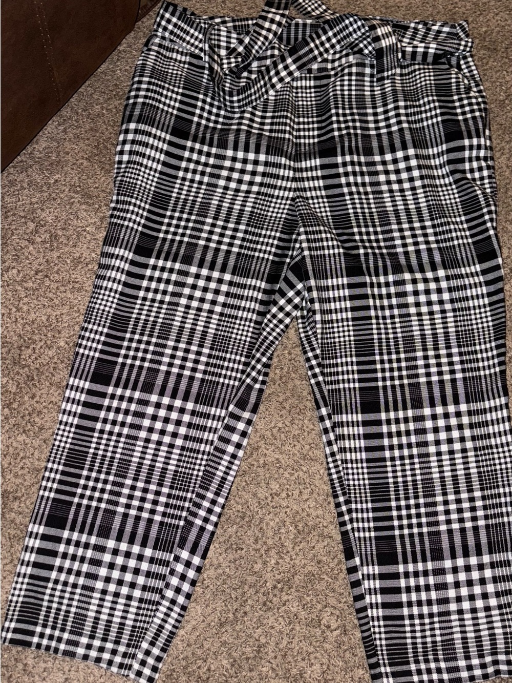 Cato Black and White Plaid Trousers